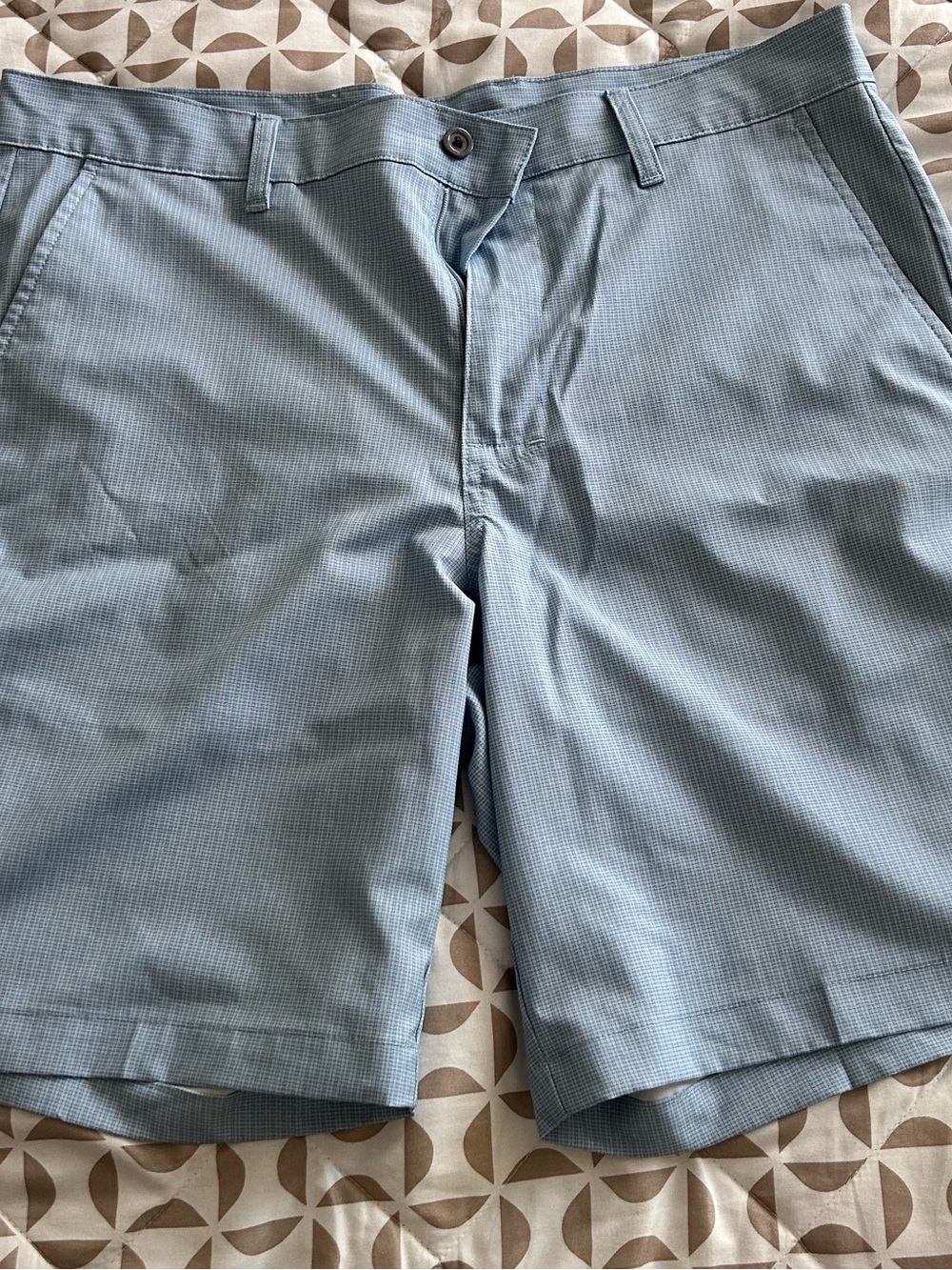Men's Light Blue Flat-Front Casual Shorts